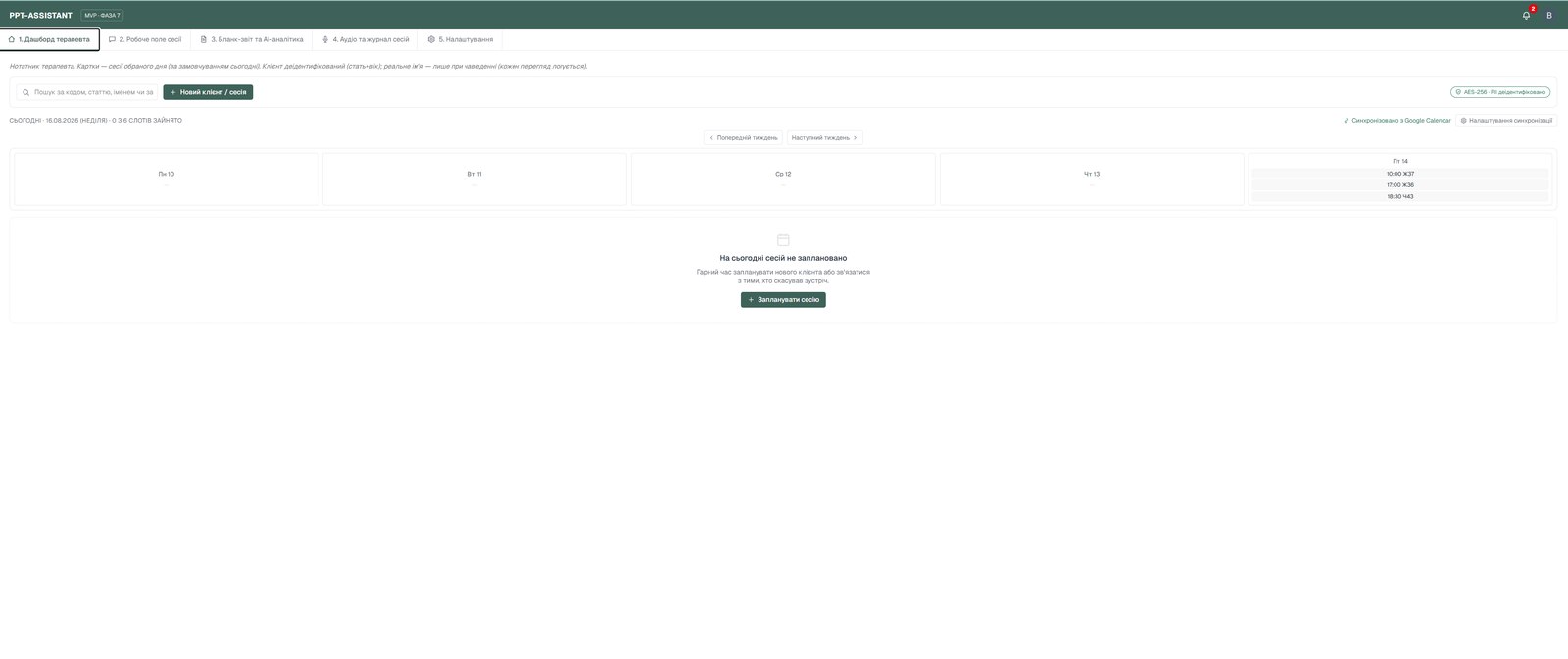 Скрін дашборду PPT-Assistant